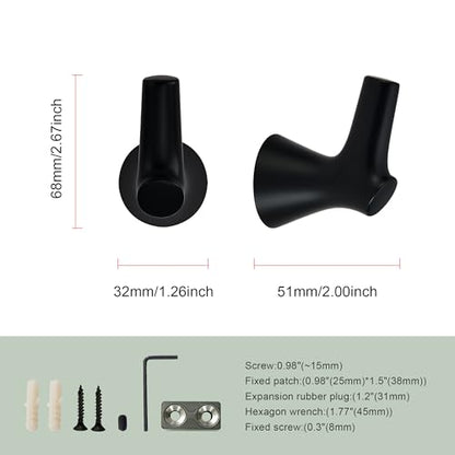 AVICCI 5 Pack Towel Hooks Matte Black Coat Hooks, Zinc Alloy Heavy Duty Bathroom Hooks Wall Mounted for Robes & Towels Hand Towel Hook Holder Kitchen, Bathroom Accessories - color: Matte Black