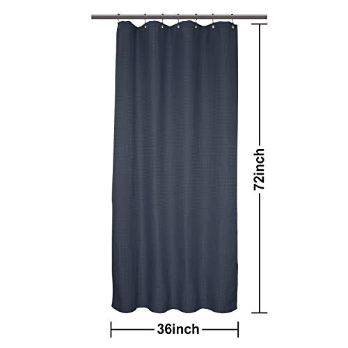 Barossa Design Waffle Weave Stall Shower Curtain Fabric 36 x 72 Inch, Navy | Hotel Luxury Spa, 230 GSM Thick Fabric, Water Repellent, Machine Washable, 36W x 72H for Bathroom Stall - color: Navy Blue, size: 36"W x 72"L (Pack of 1)