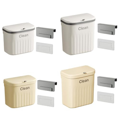 Wall Mounted Trash Can Bin with Lid Waste Bin 8.5/12L Kitchen Hanging Trash Bin Garbage Recycle Dustbin Rubbish Bins Garbage Basket for Bathroom, White, large
