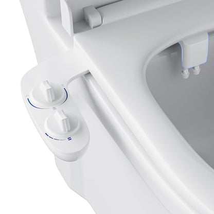 Toilet Bidet Attachment, Non-Electric Dual Nozzle (Feminine/Bidet Wash), Self-Cleaning Fresh Cold Water Sprayer Bidets for Toilets with Adjustable Water Pressure (Dual Knob, White) - color: Dual Knob, White