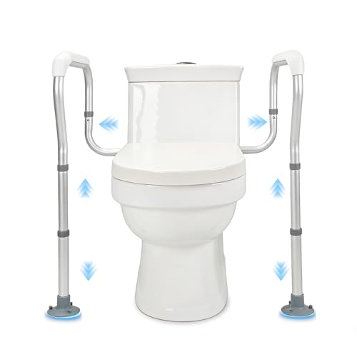 Toilet Frame,Toilet Safety Rails,Adjustable Toilet Rails,Non-Slip Bathroom Toilet Frame Safety Rails Stand,for Disabled and Elderly,Fit for Most Toilet,Minimal Assembly