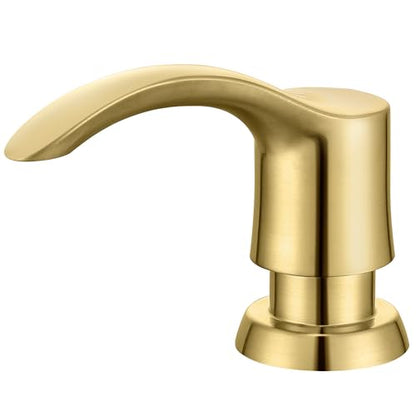 Kitchen Sink Soap Dispenser with 17 Ounce Large Bottle, G080BG | Brushed Gold, Built in Sink Soap Dispenser, Kitchen Soap Dispenser, Refill from Top - color: Gold, size: with Bottle