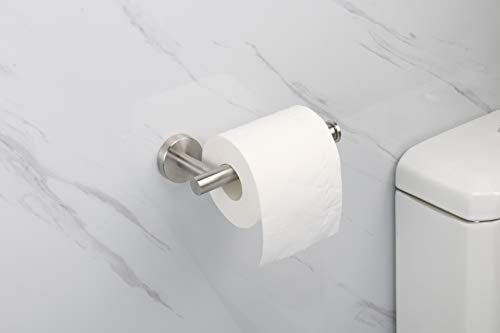 TocTen Toilet Paper Holder, Wall Mounted Tissue Roll Holder for Bathroom, Thicken 304 Stainless Steel Drilling Paper Dispenser Rack for Bathroom Kitchen (Brushed Nickel) - color: Brushed Nickel-round