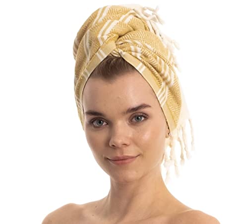 DEMMEX Organic Cotton Turkish Hand Towels for Bathroom & Kitchen – 100% Oeko-TEX Certified Turkish Cotton, Quick Dry Lightweight Hand Towels, Diamond Weave, Large 18x36 Inches, Set of 2, Mustard - color: Mustard