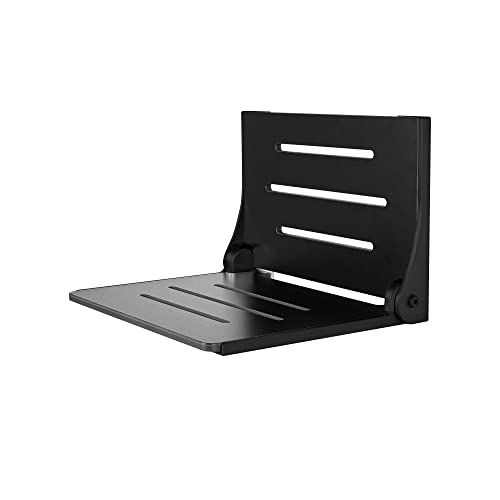 Seachrome SHAF-185155-PBS-S-MB High Back Silhouette Folding Wall Mount Shower Bench Seat with Matte Black Frame - color: Matte Black Seat With Matte Black Frame