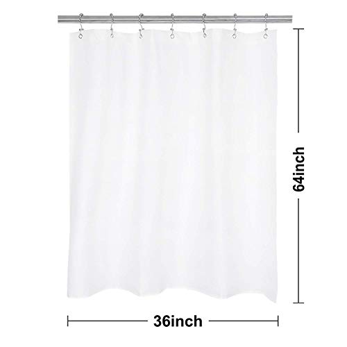 N&Y HOME RV Shower Curtain or Liner Fabric, White, 36 x 64 inches | With Magnets, Machine Washable, Water Repellent, 36x64 White Bahtroom Curtain with Grommets - color: White, size: 36"W x 64"L (Pack of 1)