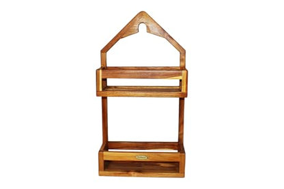 EcoDecors Teak Shower Caddy, Over Shower Head Organizer, Fully Assembled | Space-saving over shower head caddy keeps shampoo, soap, razors, and bath essentials neatly organized