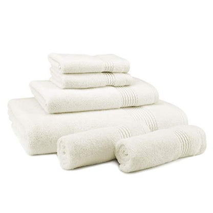 East'N Blue Lara Premium Bath Towel Set 6 Piece - Soft & Highly Absorbent Bathroom Towel Set, 100% Luxury Turkish Cotton, Flannel Bath Towels, 1 Bath Towel, 1 Hand Towel, 4 Washcloths - Creme - color: Cream, size: 1 Bath Towel, 1 Hand Towel, 4 Wash Cloths