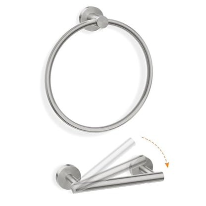 Toilet Paper Holder and Hand Towel Ring Bathroom Set | Brushed Nickel,Stainless Steel,Wall Mount,Bathroom Accessories,Hand Towel Ring and Toilet Paper Holder Set,Easy to install - color: Brushed Nickel