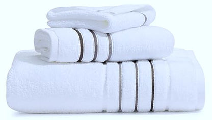 Bath Towels Set for Bathroom – Luxury 6-Piece Cotton Towels, Soft Absorbent & Quick Dry, 600 GSM Bath Towels for Bathroom, Hotel Spa Quality (White/Charcoal, 6- Bath Towel Set) - color: White/Charcoal
