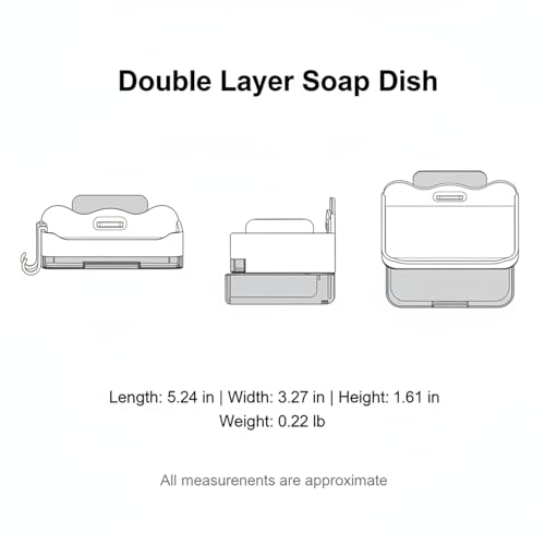 Suction Cup Soap Dish, Double Layer Wall Mount Holder for Shower & Sink, No Drill PP Plastic Drainage Tray (1 Pack) - color: White