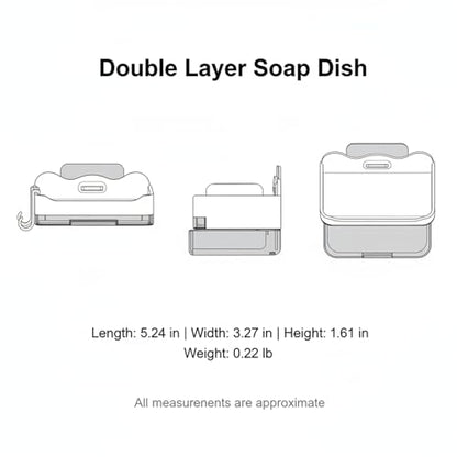 Suction Cup Soap Dish, Double Layer Wall Mount Holder for Shower & Sink, No Drill PP Plastic Drainage Tray (1 Pack) - color: White