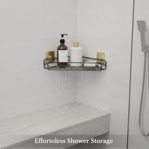 Adhesive Corner Shelf, Carbon Steel Wall Mount Storage Organizer for Bathroom Shower and Kitchen (1 PC) - size: 10.63 x 4.33 x 1.97 in