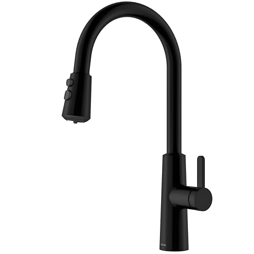 Karran Elmsworth Commercial Style Pull-Down Kitchen Faucet with Dual Interchangeable Spray Heads 5-Function Revolve MAX & 3-Function Revolve Mini Aerator High-Arc Spout (Matte Black) - color: Matte Black
