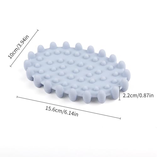 1Pc Light Blue Silicone Soap Dish, Self-Draining Non-Slip Soap Saver Pad, Quick Dry Bar Soap Holder Tray for Bathroom, Shower, Kitchen Sink, Bar Toilet, Easy Clean - color: Light Blue