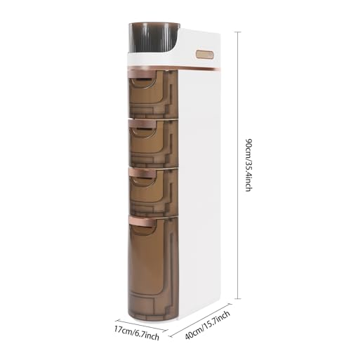 4 Tiers Slim Bathroom Storage Cabinet, 4 Drawer Narrow Slim Storage Cart, Mobile Storage Organizer with Tissue Box and Removable Dividers for Bathroom, Bedroom, Kitchen (White+Tawny)