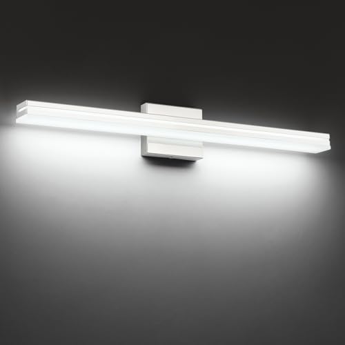 SineRise 32-Inch LED Modern Bathroom Vanity Light Bar, Chrome Modern Acrylic Bathroom Wall Lighting Fixtures Over Mirror (Cool White 6000K) - color: Chrome-Cool White, size: 32-Inch