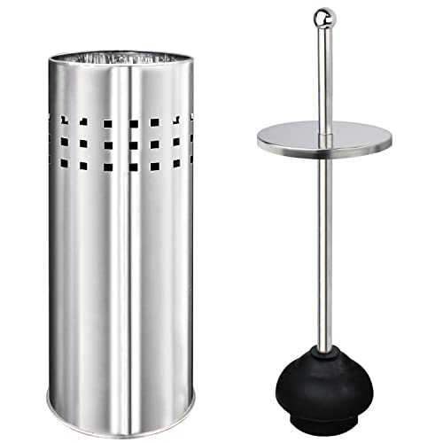 Blue Donuts Toilet Plunger with Holder for Bathroom, Multi Drain Suitable Also for Bathtubs, Quick Dry (Chrome) - color: Chrome