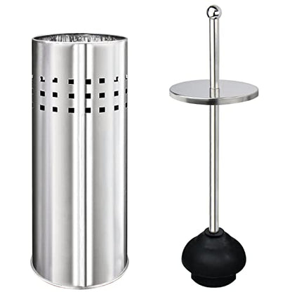 Blue Donuts Toilet Plunger with Holder for Bathroom, Multi Drain Suitable Also for Bathtubs, Quick Dry (Chrome) - color: Chrome