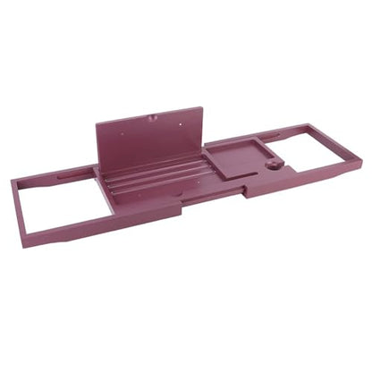 JEOZBM Bath Tray, Bamboo Bath Table Tray, Retractable Bathtub Shelf,Bathtub Caddy Tray, Expandable Bathroom Accessories for Wine, Phone, Book(90CM-Burgundy) - color: Burgundy