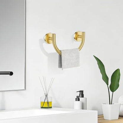 Brushed Gold Smiley Face Towel Ring Bathroom Hand Towel Holder Stainless Steel Wall-Mounted Bathroom Hardware Accessories Towel Rack - color: Brushed Gold