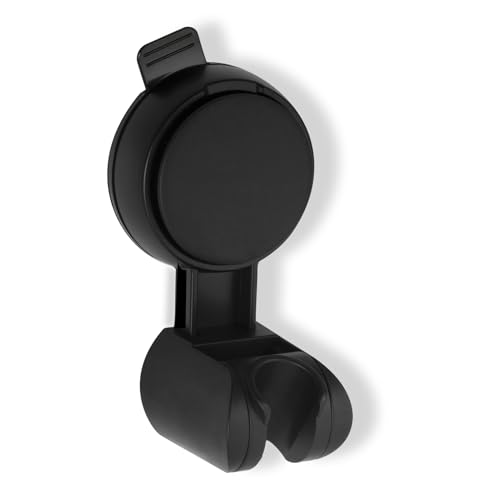 Suction Cup Hand held Shower Head Holder- Reusable - 5 Angles Adjustable - Bathroom Wall Mount Shower Wand Holder - Matte Black