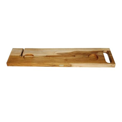 EcoDecors Eleganto 36" Live Edge Solid Teak Bath Caddy Tray with Handle, Book & Tablet Holder, Wine Glass Holders, Luxury Bathtub Tray - style: 36" Live Edge