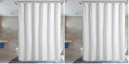 Barossa Design Waterproof Fabric Shower Curtain or Liner Microfiber - Soft Cloth & Hotel Quality, Machine Washable White Shower Curtain Liner for Bath Tub, 72x72 Inches (Pack of 2) - color: Pure White, size: 72"W x 72"L (Pack of 2)