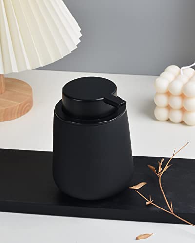 BosilunLife Ceramic Soap Dispenser - Dish Soap Dispenser for Bathroom 12Oz | Refillable Liquid Hand Wash Dispenser for Essential Oil, Lotion Soap, Rubber Paint Black - color: Rubber Black
