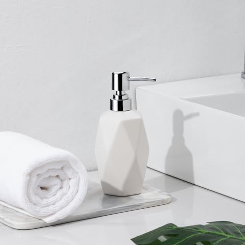 Soap Dispenser, 13.5oz Ceramic Soap Dispenser Bathroom for Kitchen & Bathroom Set of 2 (White, 2 Pack) - color: White X 2