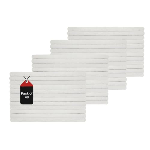 Premium White Wash Cloths - 600 GSM, 12 x 12 Inch, Pack of 48, Ring Spun Cotton Blend - Soft, Durable, Absorbent Washcloths for Face and Body, Machine Washable - size: Pack of 48