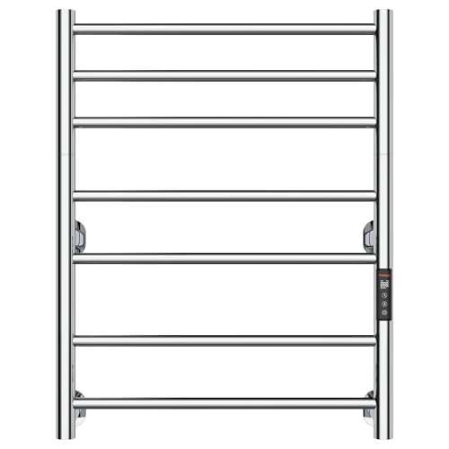 Heated Towel Rack Foldable Smart Dual-Zone APP No-Drill Chrome CA3 - color: Chrome, size: Pro-7Bar H27.56 x W21.65