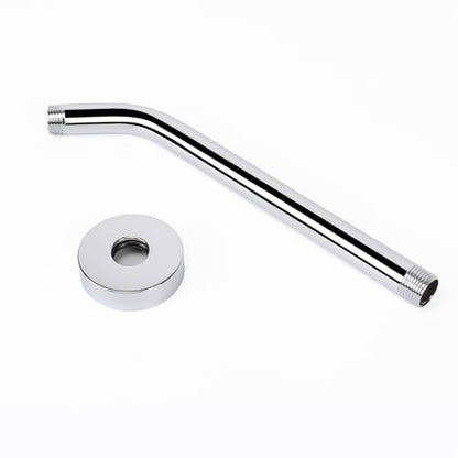 Shower Arm with Flange and Teflon Tape, Wall Mounted Shower Pipe 304 Stainless Steel Extension Arm for Fixed Shower Head & Handheld (12 Inches, Chrome) - color: Chrome, style: 12 Inch