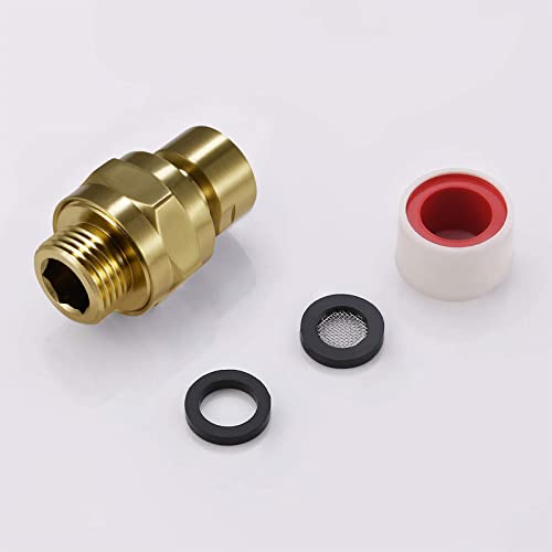 Brushed Gold Shower Head Adapter, Biveah Brass Shower Arm Swivel Joint Connector G1/2" for Shower Head, KSB016BG - color: Brushed Gold