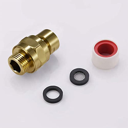 Brushed Gold Shower Head Adapter, Biveah Brass Shower Arm Swivel Joint Connector G1/2" for Shower Head, KSB016BG - color: Brushed Gold
