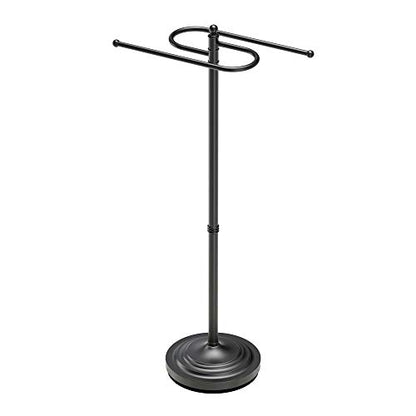 Gatco 1505MX, Modern Round Base Floor Standing S Style Towel Holder, Matte Black / 38" H Freestanding Hand Bath Towel Stand for Bathroom - color: Matte Black