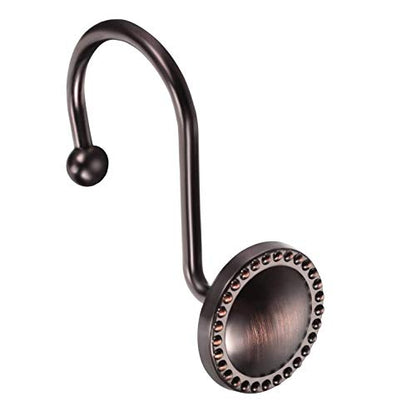 Curtain Hooks, Heavy Duty Zinc Alloy Shower Curtain Hooks (Beaded Circle, Oil- Rubbed Bronze)