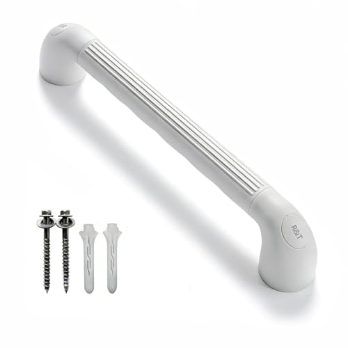 R&T 18" Bathroom Grab Bar for Shower & Bathtub, Anti-Slip Textured PP Grip, Heavy Duty Support Rail Safety Handrail for Seniors, Elderly, Disabled & Injury Recovery