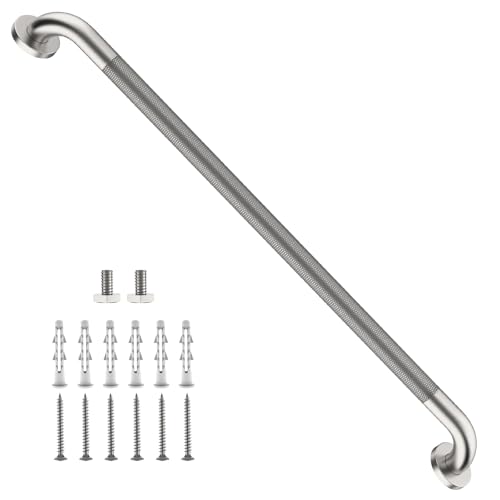 36 Inch Anti-Slip Grab Bar for Shower, ZUEXT Extra Long Stainless Steel Bathroom Safety Handle w/Knurled Grip, Wall Mounted Support Rail for Bathtub, Shower, Toilet Elderly Safety (Brushed Nickel) - color: Brushed Nickel, size: 36 Inch