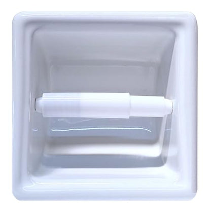 Recessed Ceramic Toilet Paper Holder Wall Mount Niche Bathroom Tissue Roll (White Glossy, Standard – 6.5" x 6.5") - color: White Glossy, size: Standard – 6.5" x 6.5"