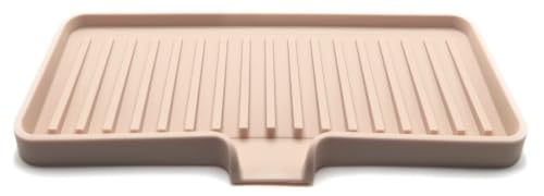 Silicone Soap Dish Tray and Sponge Holder with Drain Chute, Rectangular, Kitchen and Bathroom Sink Organizer (Sand Dollar, 9"x3.5") - color: Sand Dollar, size: (MD) 9"x3.5"