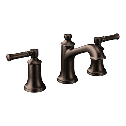 Moen Dartmoor Oil-Rubbed Bronze Two-Handle High Arc Widespread Bathroom Sink Faucet for 3-Hole Setups with Valve Included, TV6805ORB - color: Oil Rubbed Bronze