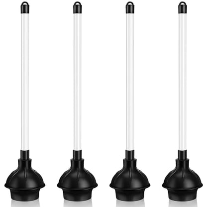 Hushee 4 Pcs Toilet Plungers Bulk Heavy Duty Commercial Plunger Double Thrust Rubber Force Cup with Handle for Bathroom Showers Kitchens Hotel 20.3" x 4.5"