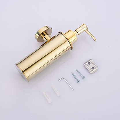 BGL Soap Dispenser Stainless Steel 304 Gold Wall Mount Liquid and Soap Dispenser Round for Kitchen and Bathroom - color: Gold