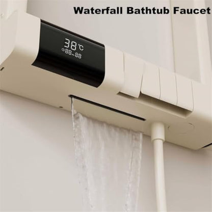 Shower Panel Tower Systems with Shelf,6 Functions Piano Key Design,Thermostatic Shower Set w/Adjustable Body Jets for Home (Milkwhite) - color: Milkwhite