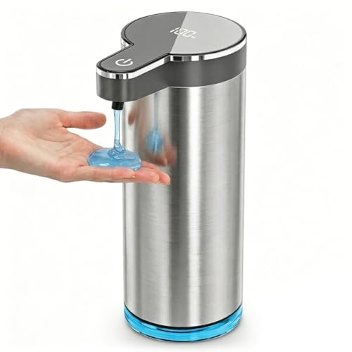 Automatic Liquid Soap Dispenser（IPX5 Waterproof, 12oz/350ml） | Touchless Rechargeable Soap Dispenser for Kitchen & Bathroom, 4 Adjustable Liquid Levels, USB-C - color: St-01 Liquid Gray