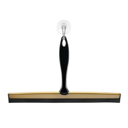 iDesign Bathroom Shower Squeegee, Black/Soft Brass | Wall Hook Included - color: Black/Soft Brass, style: Pack of 1