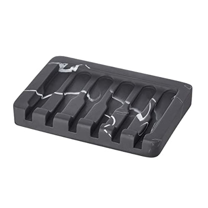 INIUNIK Self Draining Soap Dish - Marble Look Soap Holder Tray Savers Box Container Sponge Holder for Bathroom Shower Kitchen, Black - color: Black-1 Pack