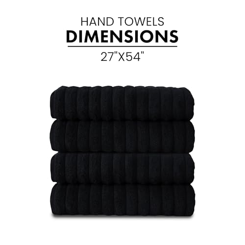 Classic Turkish Towels CTT Premium 4 Pack Bath Towels Set, Made with 100% Turkish Cotton, Spa & Hotel, Quick Drying Towels, Absorbent & Comfy | 27"x54" (Black) - color: Black, size: 4-Piece Bath Towel Set