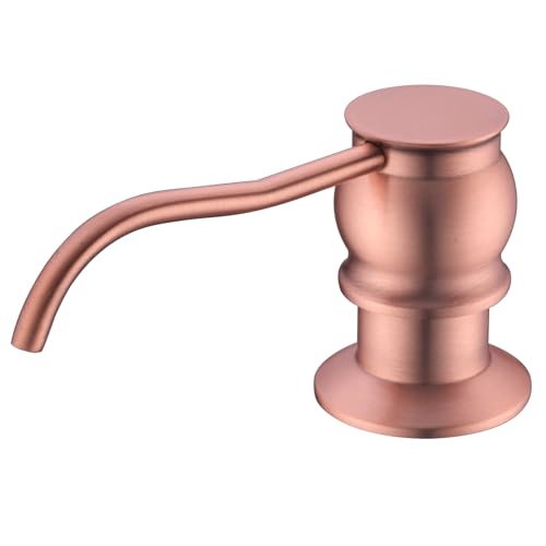 Brass Kitchen Soap Dispenser, Red Copper in Sink Liquid Dish Soap Dispenser with High Capacity 500ML （17oz） ABS Bottle, Under Sink Hand Metal Dispenser Pump - color: Red Copper, size: Without Hose